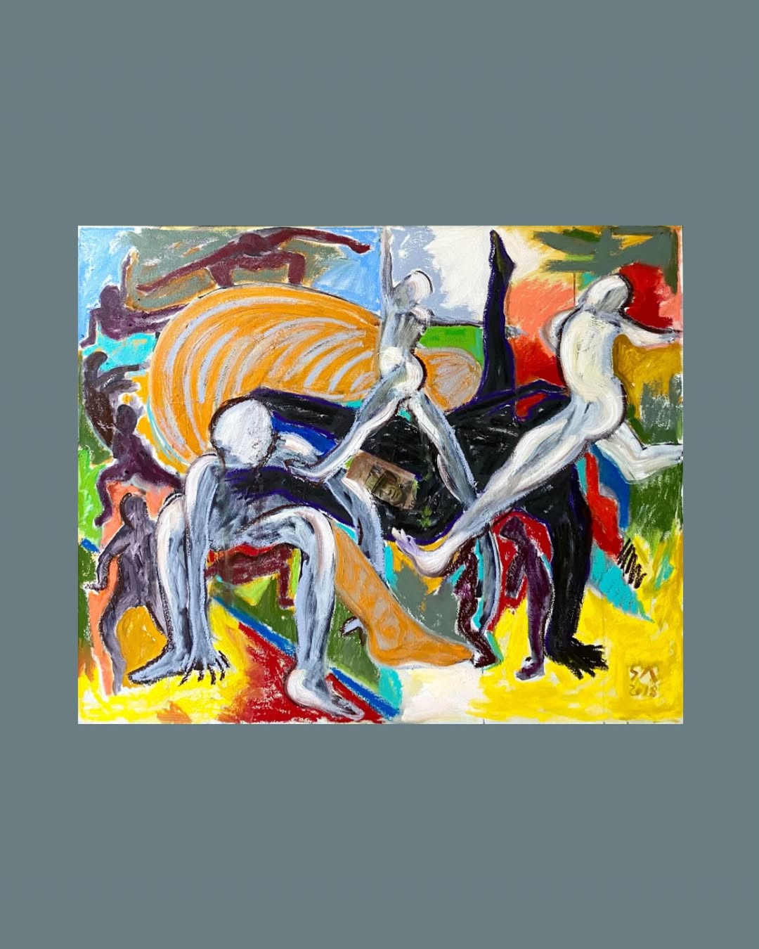 Suat Arıkan - Renkli Ansamble - 90 x 110 cm - Yağlı Boya 2018