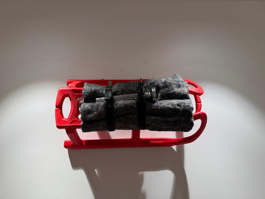I love Beuys. Plastik Kızak, battaniye ve el feneri. 120 x 45 x 45 cm.