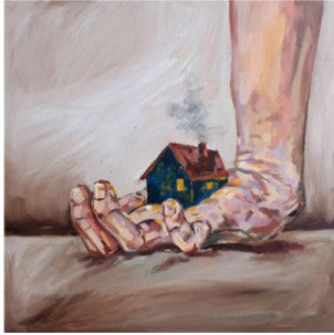 Kapısız Ev / Doorless House, 2022 Tuval üzerine yağlıboya / Oil on canvas 50 x 50 cm
