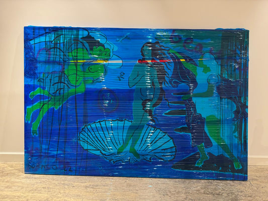 Beauty (Güzellik) 2026. Tuval üzerine akrilik, yağlı boya ve streç bant. 248 x165cm.