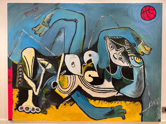 Bayan, Pembe. Tuval üzeri yağlı boya ve akrilik. 253 x 195 cm.