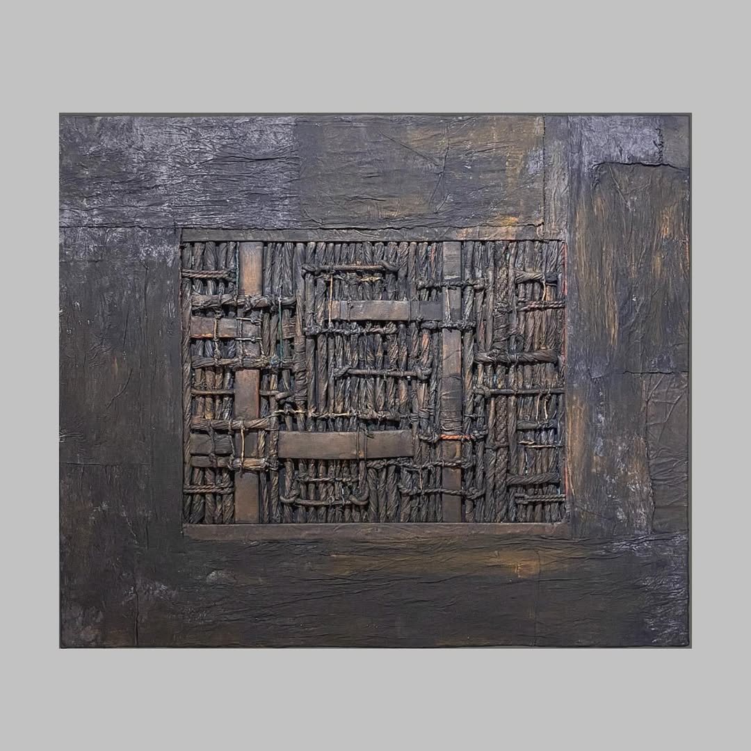 Bubi Örgüler Serisi Ahşap tuval üzerine karışık teknik ve malzeme / Mixed technique and material on wooden canvas 66x78x3 cm