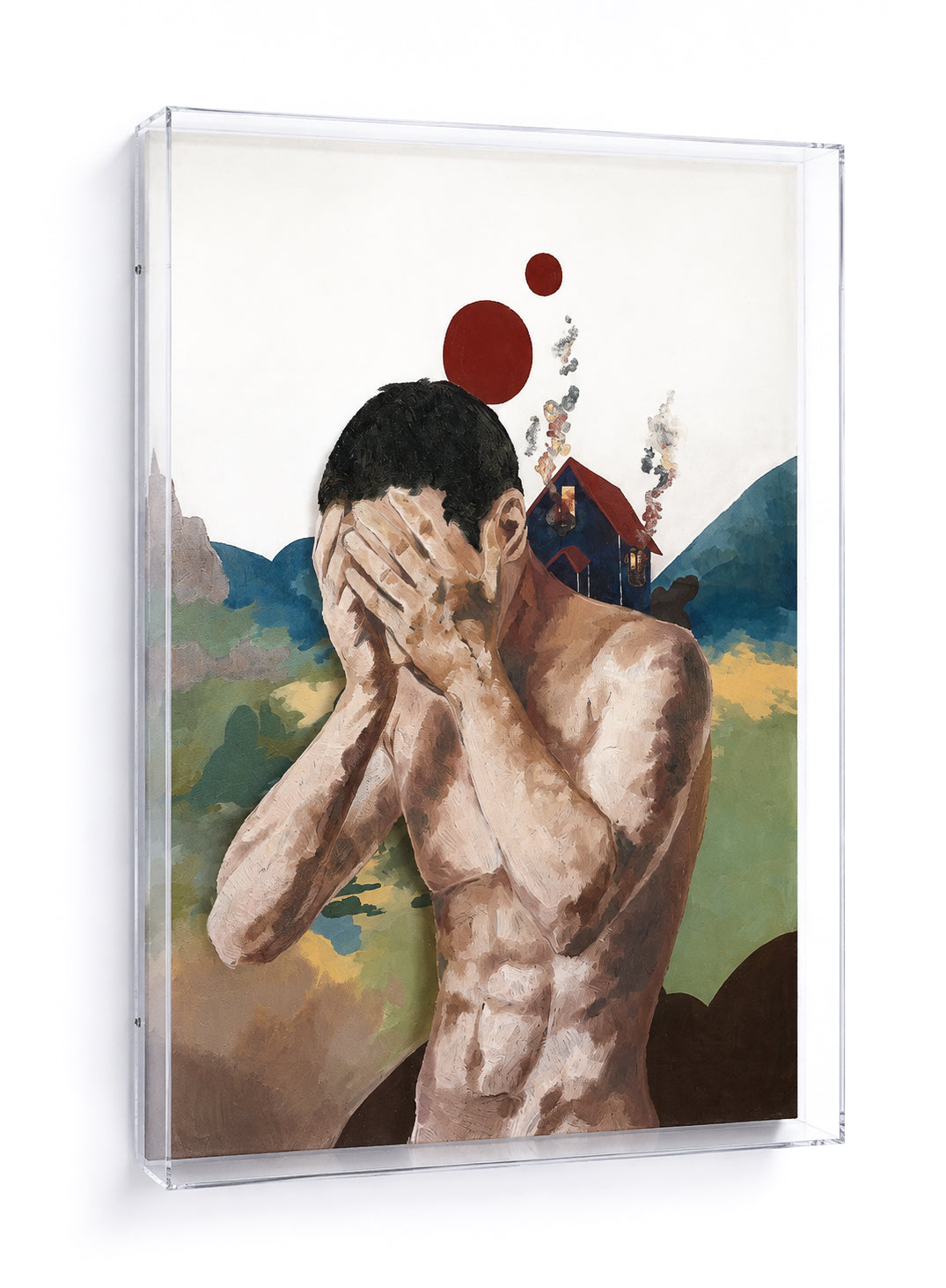 Tuval ve pleksi üzerine yağlıboya Oil on canvas and plexi 70 x 50 x 6 cm