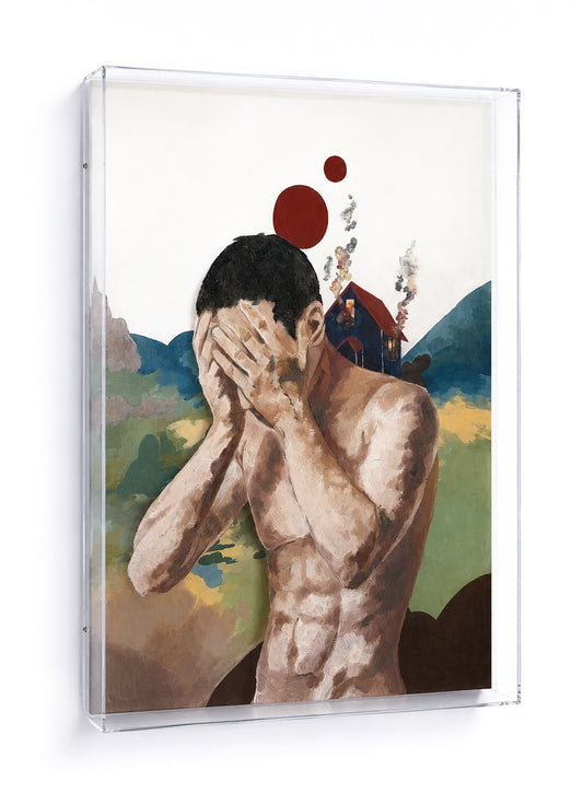 Tuval ve pleksi üzerine yağlıboya Oil on canvas and plexi 70 x 50 x 6 cm