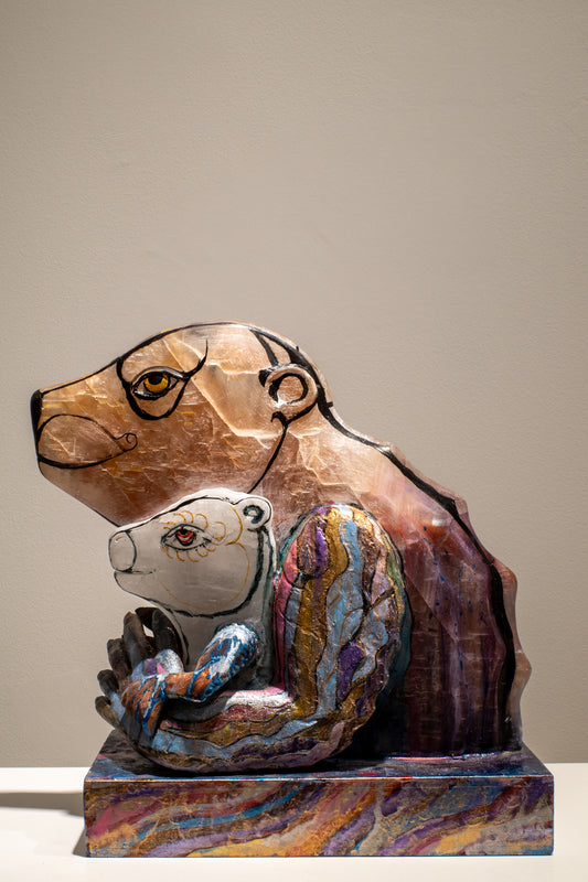 BABA KIZ  2025 36x30x15 cm  selenit,ahşap,boya
