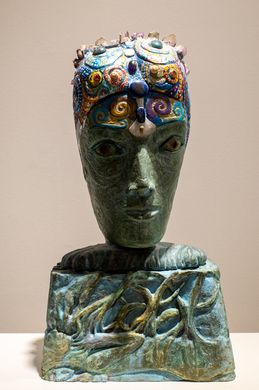 NAİF AN    2024 50x24x23 cm   serpantin, ahşap, mermer, boya, yarı değerli taşlar