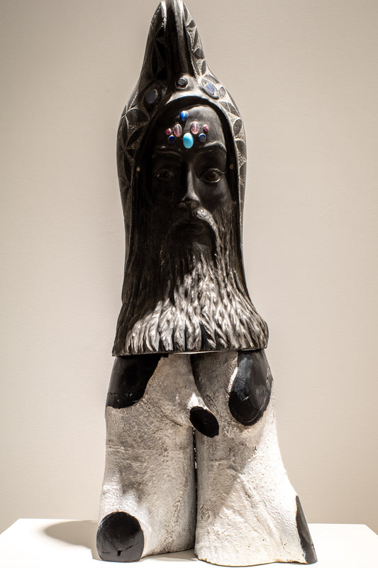 BABA  2019 72x31x25 cm  obsidyen, yarı değerli taşlar, ahşap