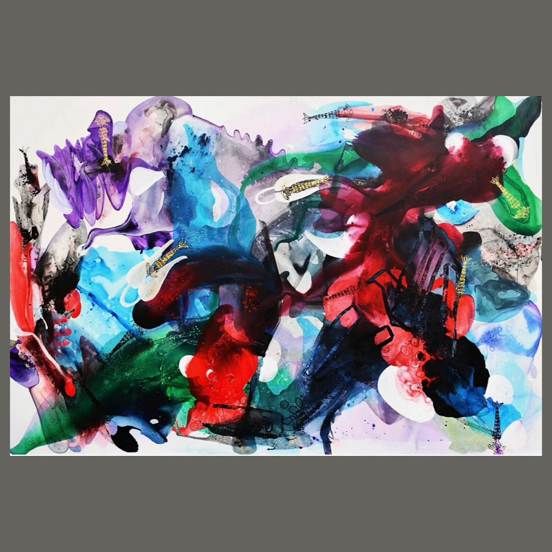 Gökler Mavi Yeşil 200x300cm Tuval Üzerine Akrilik